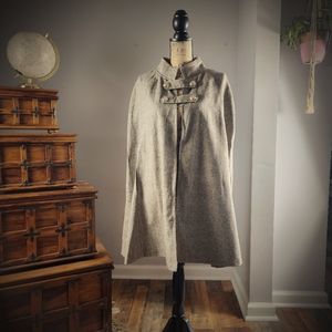 Herringbone Collared Poncho/Cape-OS
